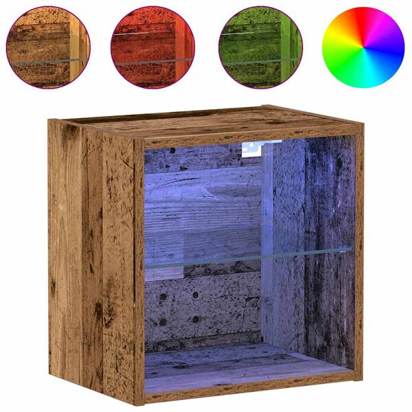 vidaXL Floating Shelf with LED Light 2 pcs Smeđa 40 x 28,5 x 40 cm