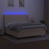vidaXL Krevet box spring s madracem LED krem 180x200 cm od tkanine