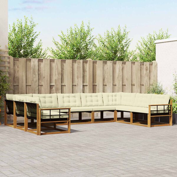 vidaXL Set vanjskih sofa s jastukom 9 pcs Prirodna i krem