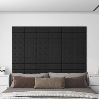 vidaXL Zidne ploče od umjetne kože 12 kom crne 30 x 15 cm 0,54 m²