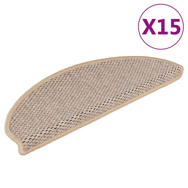 vidaXL Samoljepljivi otirači za stepenice 15 kom 65x21x4 cm svjetlobež