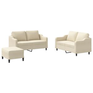 vidaXL 3-dijelni set sofa s jastucima krem od tkanine