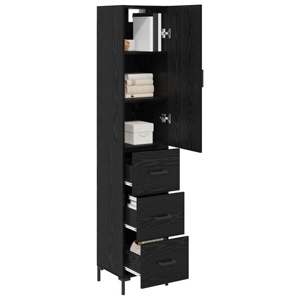 vidaXL Highboard Crni hrast 34,5 x 34 x 180 cm Konstruirano drvo