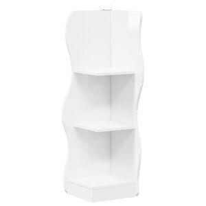 vidaXL Kutna polica s policom Bijela visokog sjaja 34 x 33 x 102 cm