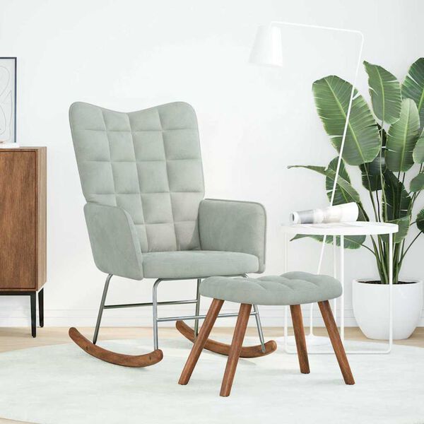 vidaXL Ljuljačka stolica sa stolicom svijetlosiva baršunasta