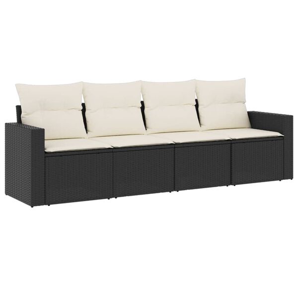 vidaXL 4-dijelni set vrtnih sofa od poliratana s jastucima crni