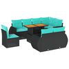 vidaXL 9-dijelni set vrtnih sofa s jastucima crni od poliratana