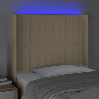 vidaXL LED uzglavlje krem 83 x 16 x 118/128 cm od tkanine