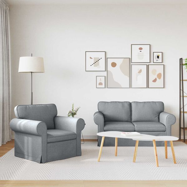 vidaXL Sofa 2 pcs Svijetlo siva 155 x 82 x 80 cm tkanina