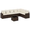 vidaXL 8-dijelni set vrtnih sofa s jastucima smeđi od poliratana