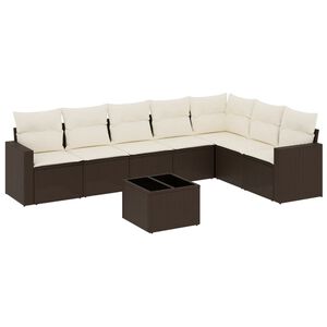 vidaXL 8-dijelni set vrtnih sofa s jastucima smeđi od poliratana