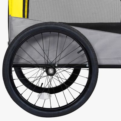 vidaXL 2-u-1 prikolica za bicikl i kolica za kućne ljubimce žuto-siva