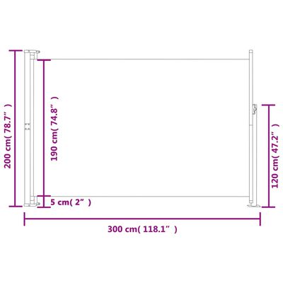 vidaXL Uvlačiva bočna tenda za terasu 200 x 300 cm krem