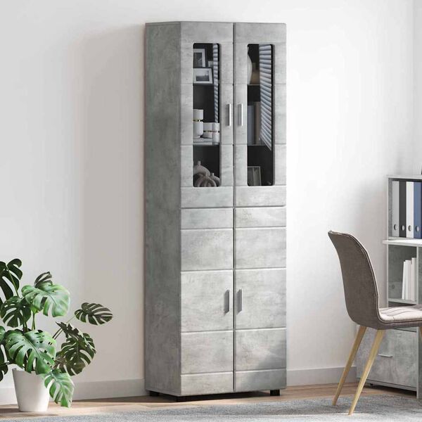 vidaXL Highboard s policom FLORIN Betonski sivi 60 x 35 x 182 cm