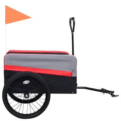 vidaXL 2-u-1 XXL prikolica i kolica za bicikl crveno-sivo-crna