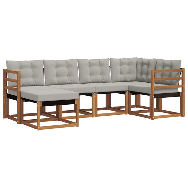 vidaXL Set vanjskih sofa s jastukom 6 pcs Prirodna i svijetlo siva