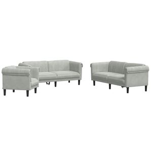 vidaXL 3-dijelni set sofa svjetlosivi bar&scaron;unasti