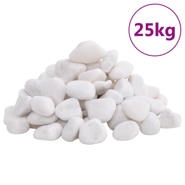 vidaXL Polirani kamenčići 25 kg bijeli 2 - 5 cm