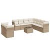 vidaXL 10-dijelni set vrtnih sofa s jastucima bež od poliratana
