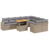 vidaXL 10-dijelni set vrtnih sofa s jastucima bež od poliratana