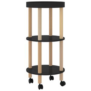vidaXL Kolica na 3 razine crni 38 x 38 x 82 cm od drva i borovine