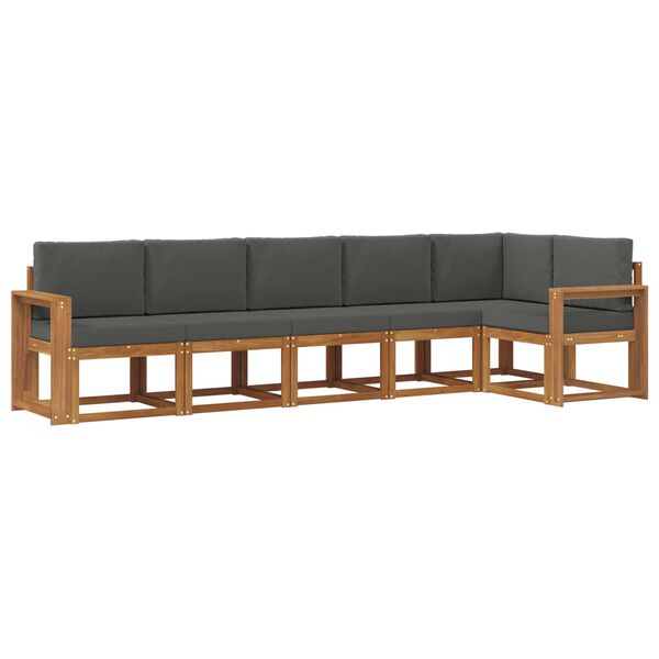 vidaXL Set vanjskih sofa s jastukom 6 pcs Prirodna i antracit