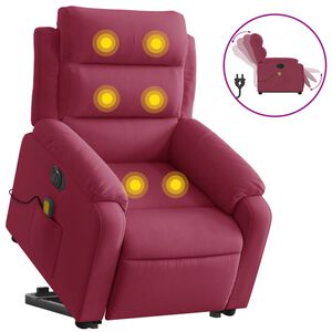 vidaXL Električni masažni naslonjač na podizanje boja vina bar&scaron;un