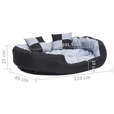 vidaXL Dvostrani perivi jastuk za pse sivo-crni 110 x 80 x 23 cm