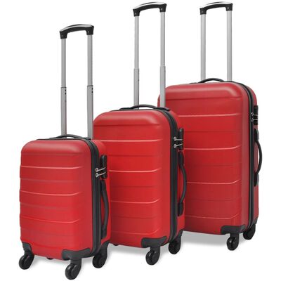 vidaXL Trodijelni set čvrstih kovčega s kotačima crveni 45,5/55/66 cm