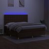 vidaXL Krevet box spring s madracem LED tamnosmeđi 180x200 cm tkanina