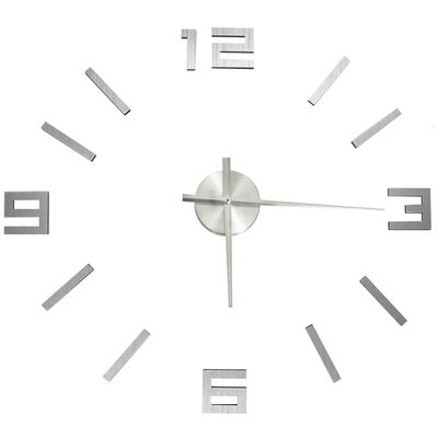 vidaXL 3D zidni sat moderni dizajn 100 cm XXL srebrni