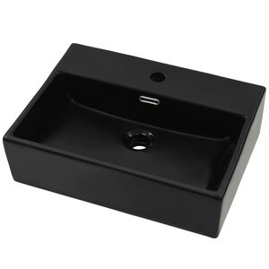 vidaXL Umivaonik s otvorom za slavinu keramički crni 51,5 x 38,5 x 15 cm