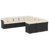 vidaXL 11-dijelni set vrtnih sofa od poliratana s jastucima crni