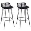 vidaXL Barski stol 2 pcs Crna 44 x 46 x 91 cm Ratan i Čelik