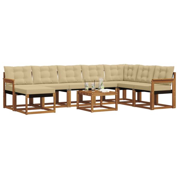 vidaXL Set vanjskih sofa s jastukom 9 pcs Prirodna i bež