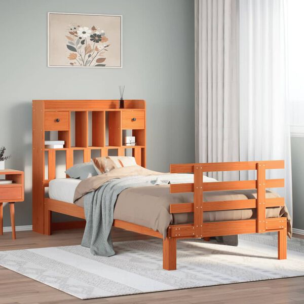 vidaXL Krevet s regalom za knjige bez madraca 75 x 190 cm od borovine