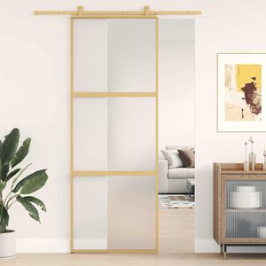 vidaXL Klizna vrata zlatna 76x205 cm matirano staklo ESG i aluminij