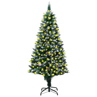 vidaXL Umjetno božićno drvce LED sa šiškama i bijelim snijegom 210 cm
