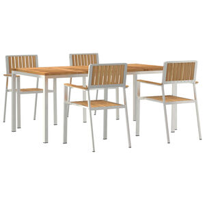 vidaXL Vanjski set za objedovanje 5 pcs Smeđa Čvrsto teak drvo