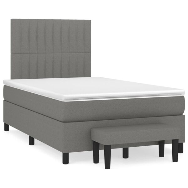 vidaXL Krevet box spring s madracem tamnosivi 120 x 190 cm tkanina