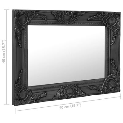 vidaXL Zidno ogledalo u baroknom stilu 50 x 40 cm crno