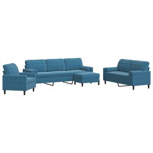 vidaXL 4-dijelni set sofa s jastucima plavi bar&scaron;unasti