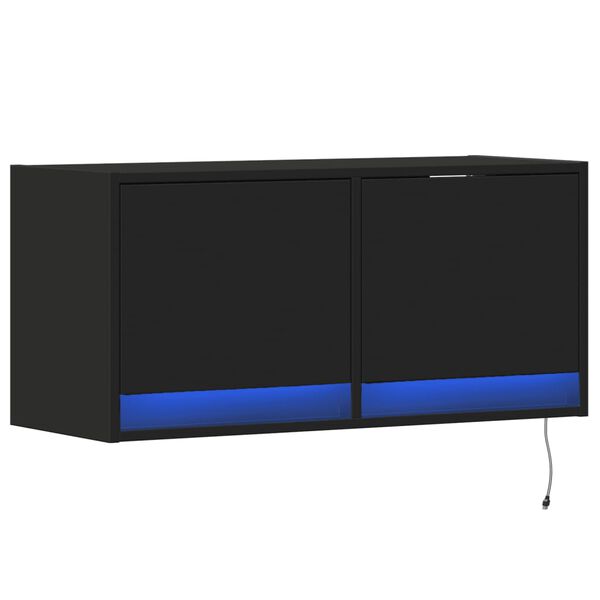 vidaXL Zidni TV ormarić s LED svjetlima crni 80x31x38 cm