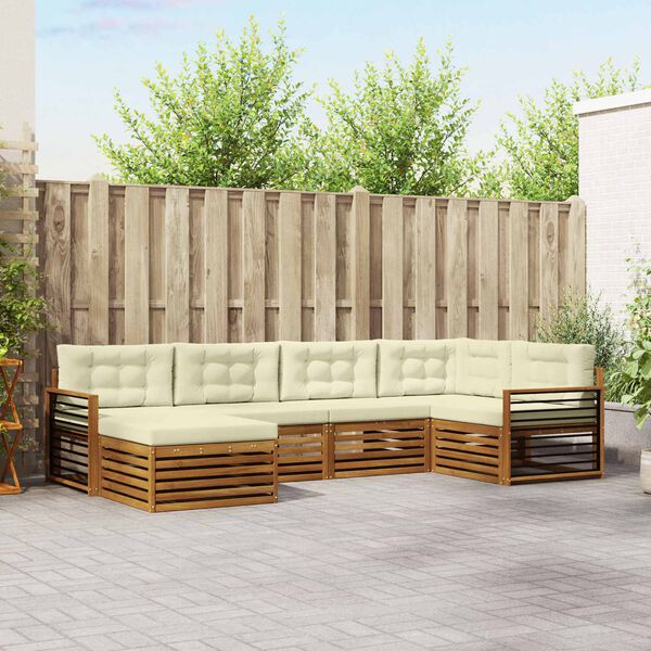 vidaXL Set vanjskih sofa s jastukom 6 pcs Prirodna i krem
