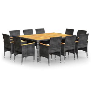 vidaXL 11-dijelni vrtni blagovaonski set od poliratana sivi