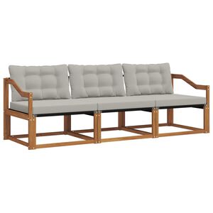 vidaXL Set vanjskih sofa s jastukom 3 pcs Prirodna i svijetlo siva