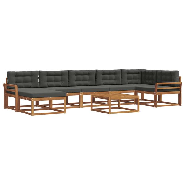 vidaXL Set vanjskih sofa s jastukom 8 pcs Prirodna i antracit