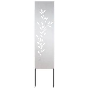 vidaXL Privatnost u vrtu Cvjetni Srebrno 32 x 140 cm Nehrđajući čelik