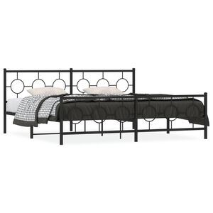vidaXL Metalni okvir kreveta uzglavlje i podnožje crni 193x203 cm