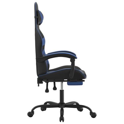 vidaXL Igraća stolica od umjetne kože s osloncem za noge crno-plava